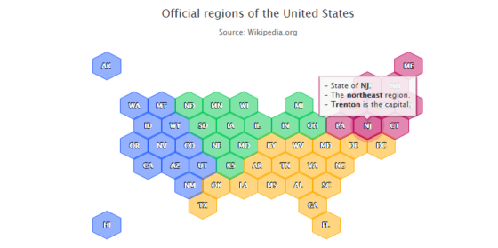 hexagonal map of USA